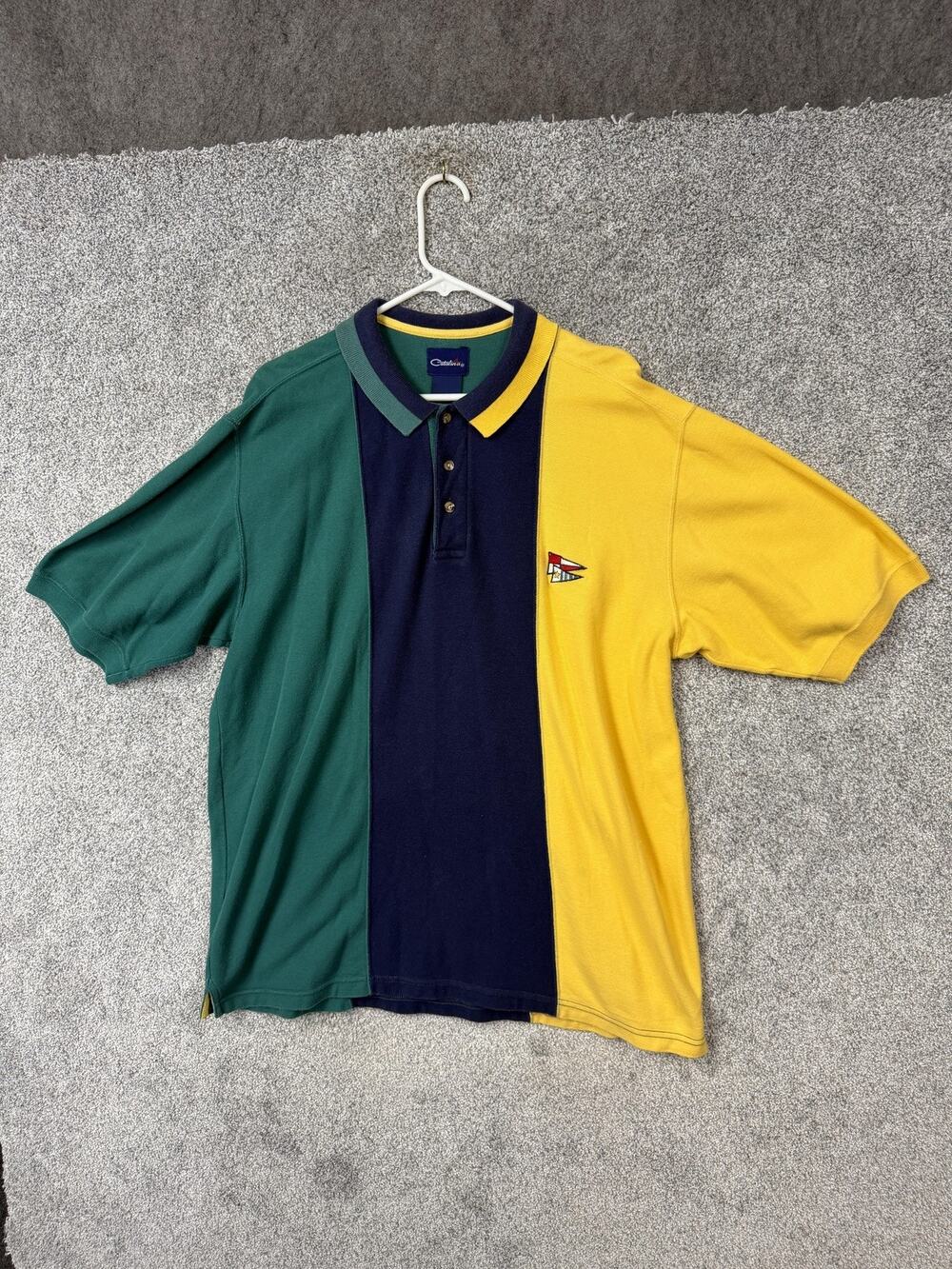 Catalina Polo Shirt Large Nautical Preppy Colorblock Golf Country Club Y2K